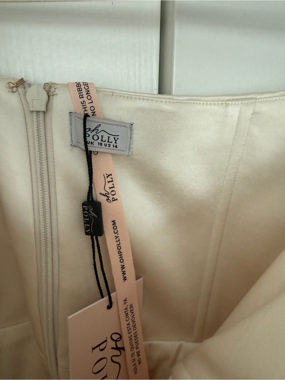 Oh Polly NWT Cream Strapless Satin Mini Dress - Picture 3 of 6